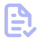 Graphic of a document with a check mark on its bottom right