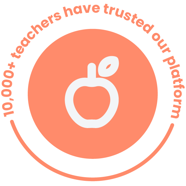 graphic with an apple icon and text 10,000 teachers have trusted our platform